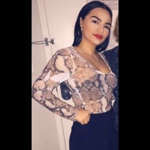 Sheer snake print bodysuit